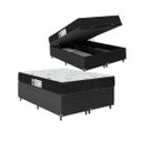 Ver imagem 1 de Cama Box Baú Queen Bipartido + Colchão D33 One Face - 61x158x198cm - E-shop Casa - Couro