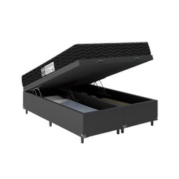 Cama Box Baú Queen Bipartido + Colchão D33 One Face - 61x158x198cm - E-shop Casa - Couro - 4