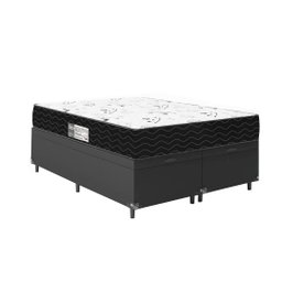 Cama Box Baú Queen Bipartido + Colchão D33 One Face - 61x158x198cm - E-shop Casa - Couro - 5