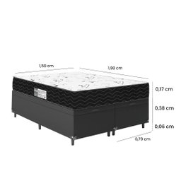 Cama Box Baú Queen Bipartido + Colchão D33 One Face - 61x158x198cm - E-shop Casa - Couro - 3