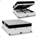 Ver imagem 1 de Cama Box Baú Queen Bipartido + Colchão D33 One Face - 61x158x198cm - e-Shop Casa - Couro