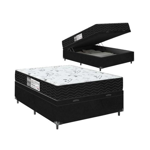 Cama Box Baú Viúva + Colchão D33 One Face - 61x128x188cm - E-shop Casa - Suede