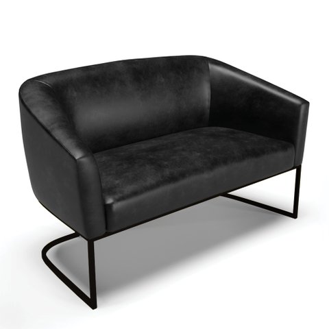 Sofá Namoradeira 2 Lugares Base Industrial Preto Stella Corano Preto D03 - D'Rossi