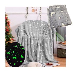 Manta Cobertor Infantil Brilha no Escuro Mantinha Fluorescente Microfibra Extra Macio Lua Estrelas