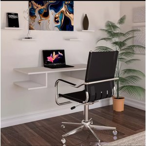 Mesa suspensa escrivaninha escritório Homeoffice slim 70cm  linda MDF com prateleiras__02_70cm