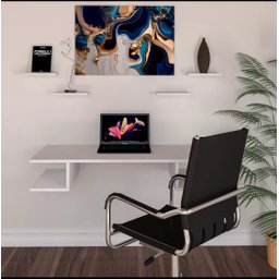 Mesa suspensa escrivaninha escritório Homeoffice slim 70cm  linda MDF com prateleiras__02_70cm - 2
