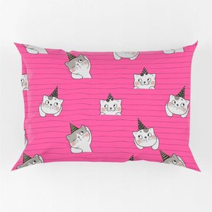 Porta Travesseiro Fronha Avulsa Gatinhos 70cm X 50cm - Estampa Digital Gato Pet