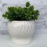 Vaso Decorativo Branco de Cerâmica com Trabalhado - 3