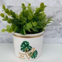 Ver imagem 3 de Vaso branco de cerâmica decorativo estampa folha