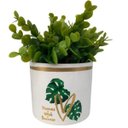 Ver imagem 1 de Vaso branco de cerâmica decorativo estampa folha