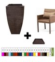 Ver imagem 1 de Kit Vaso Planta + Prato 90x45 Moderno Trapézio Polietileno BGPLASTICOS TERRACOTA 016