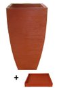 Ver mais imagens de Kit Vaso Planta + Prato 90x45 Moderno Trapézio Polietileno BGPLASTICOS TERRACOTA 016