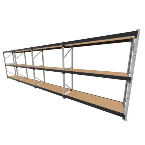 Mini Porta Pallet 200 Kg por Nivel Inicial +3 Continuação com 3 Niveis Preto com Mdf Cru
