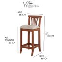 Ver imagem 3 de Kit 2 Banquetas Média Estofada Encosto Valentina 36x90Cm Bancada Madeira Maciça Linho Bege M58 - RMI
