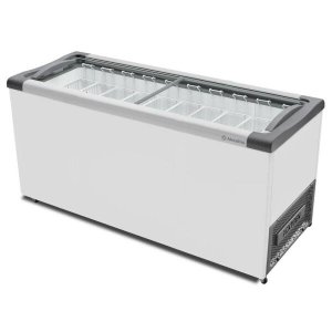 Kit - Freezer Horizontal Tampa de Vidro 404L Nf55 - Metalfrio 127V + 10 Cestos Nextgen Branco