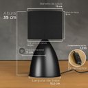 Ver imagem 3 de Luminárias de Mesa Abajur Bojudo Preto Alumínio com Cúpula Tecido Algodão