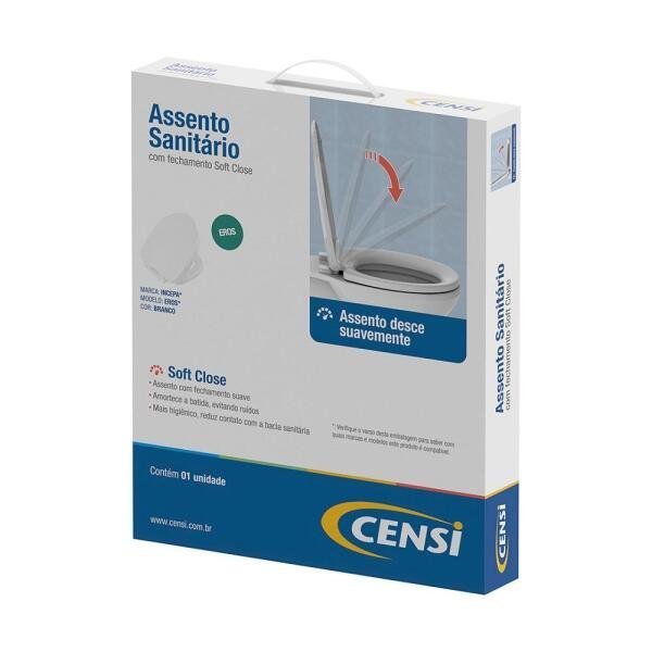 Assento Sanitário Soft Close Eros Branco Kit c/2 - 4