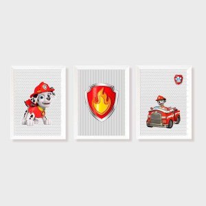 Kit Três Quadros Patrulha Canina Marshall - Paw Patrol