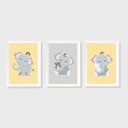 Ver imagem 1 de Kit Três Quadros Elefantes Amarelo
