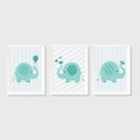 Ver imagem 1 de Kit Três Quadros Elefantes Verde