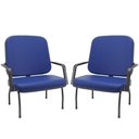 Ver imagem 1 de Kit 02 Cadeiras de Escritório Recepção com Braço Fixa Preta Magno P03 Vinil Azul - Lyam Decor