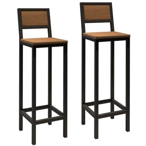 Conjunto de Banqueta Florença Estilo Industrial Gdecor - Assento Madeira