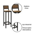 Ver imagem 2 de Conjunto de Banqueta Florença Estilo Industrial Gdecor - Assento Madeira