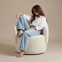 Ver imagem 6 de Poltrona Decorativa Giratória Saara Orgânica Sala de Estar Bouclê Off White - Desk Design