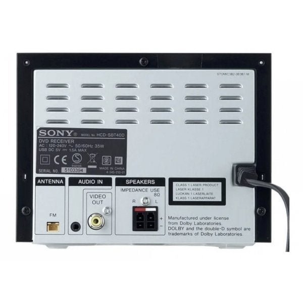 Micro System Sony Cmt-Sbt40D Cd / Dvd Hi-Fi Bluetooth USB 50W