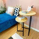 Ver imagem 4 de Duo Mesa de Canto Circular Style Industrial Natural e Preto