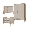 Jogo de Quarto Infantil Emilly Off White Carvalho Roupeiro Cômoda Berço - 2