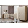 Jogo de Quarto Infantil Emilly Off White Carvalho Roupeiro Cômoda Berço - 1