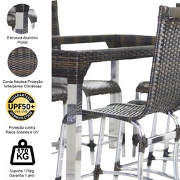 6 Cadeiras Haiti e Mesa de Jantar Haiti em Alumínio para Cozinha, Jardim, Edícula - Trama Original - 7