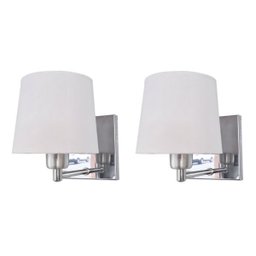 2 lustre parede interruptor acoplado inox cupula tecido - 1