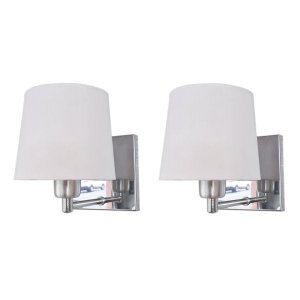 2 lustre parede interruptor acoplado inox cupula tecido