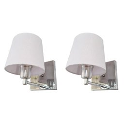 2 lustre parede interruptor acoplado inox cupula tecido - 3