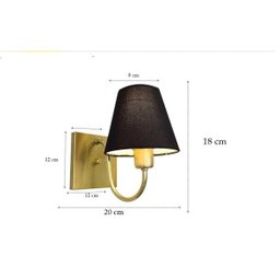 Kit 2 Lustre de Parede Arandela holandesa acabamento Dourado cúpula tecido preta - 4