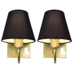 Kit 2 Lustre de Parede Arandela holandesa acabamento Dourado cúpula tecido preta - 1