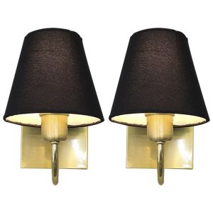 Kit 2 Lustre de Parede Arandela holandesa acabamento Dourado cúpula tecido preta
