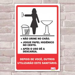 Placa Decorativa Sinalização Regras Banheiro Feminino-30X45Cm - 1
