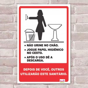 Placa Decorativa Sinalização Regras Banheiro Feminino-30X45Cm