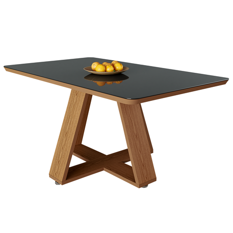 Mesa de Jantar Retangular 4 Lugares Moderna e Resistente:Preto
