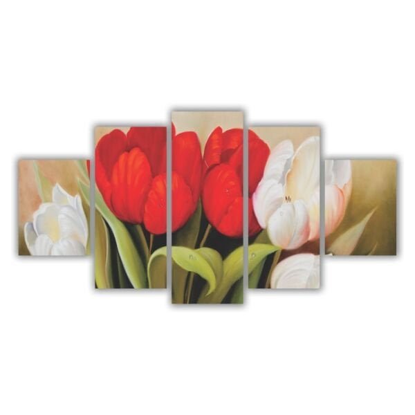 Quadros Decorativos Mosaico MDF Floral Flores Tulipas Coloridas 2 115x60cm - 1