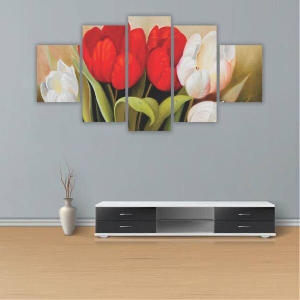 Quadros Decorativos Mosaico MDF Floral Flores Tulipas Coloridas 2 115x60cm - 8