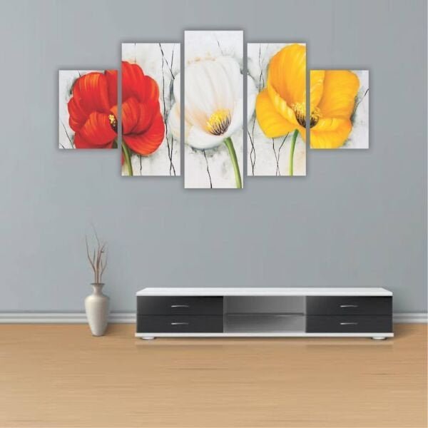 Quadros Decorativos Mosaico MDF Floral Flores Papoulas Coloridas 115x60cm - 8