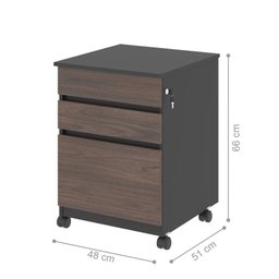 Gaveteiro com 3 Gavetas Nora Freijo Preto - 2