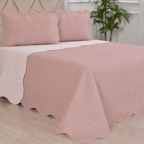 Kit Cobre Leito Casal Dupla Face Ultra Lisse 210x230cm 100% Poliéster Bene Casa Rosê