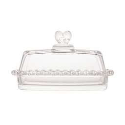 Manteigueira de Cristal Com Tampa Coração Transparente Lyor - 3