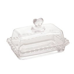 Manteigueira de Cristal Com Tampa Coração Transparente Lyor - 1