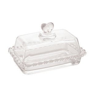 Manteigueira de Cristal Com Tampa Coração Transparente Lyor